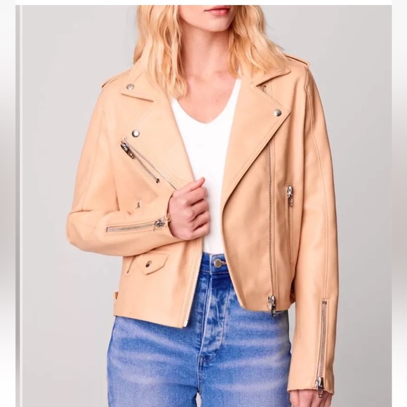Blank NYC Butterscotch Faux Leather Cropped Moto Jacket NWT Size Small - Picture 11 of 13